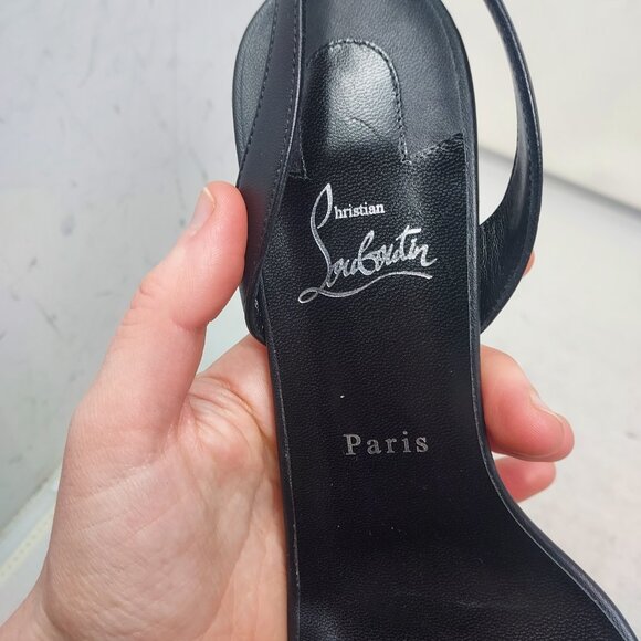 Christian Louboutin O Marylin Leather Black Strappy Heel Sandal - Picture 5 of 12